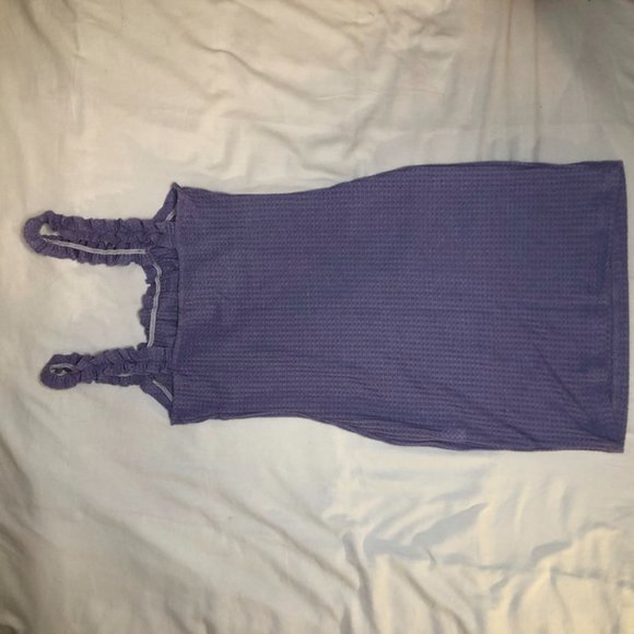 Purple trendy waffle print picnic bodycon dress - Picture 4 of 4